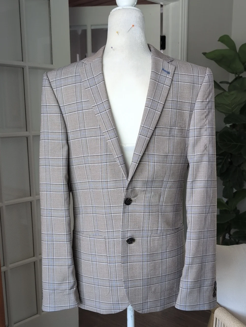 Harry Brown London Slim Men's Plaid Two-Button Blazer 36 R